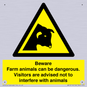 Beware Farm animals can be dangerous. Visitors are advised not to interfere with animals